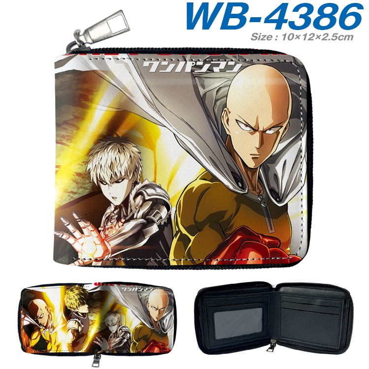 One Punch Man Anime full-color short full zip two fold wallet 10x12x2.5cm WB-4386A
