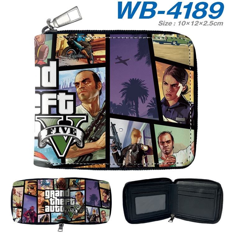 Grand Theft Auto Anime full-color short full zip two fold wallet 10x12x2.5cm WB-4189