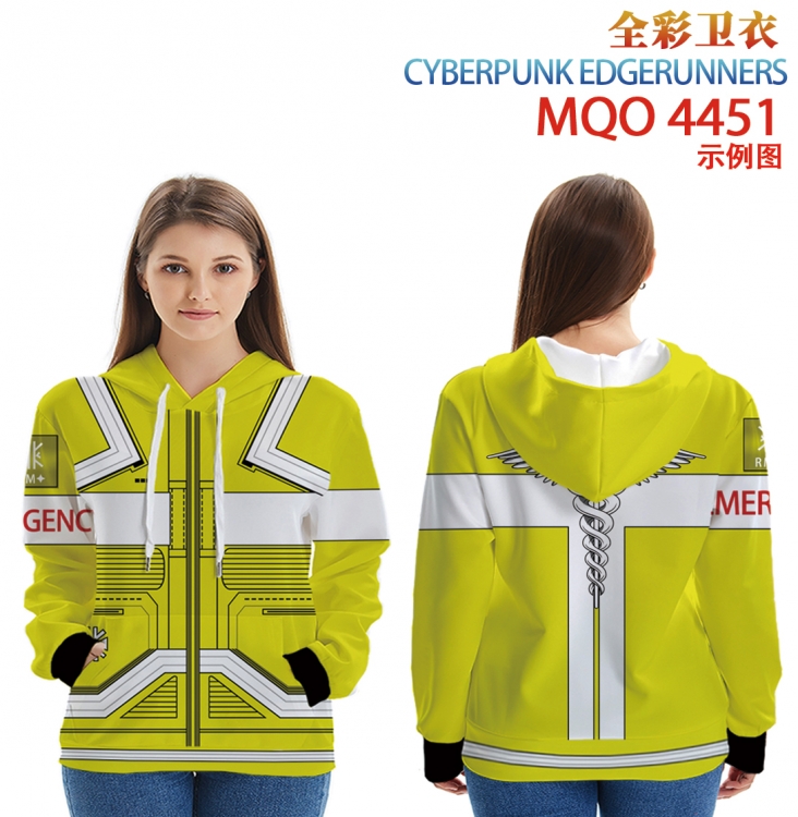 Cyberpunk Long Sleeve Hooded Full Color Patch Pocket Sweatshirt from XXS to 4XL MQO-4451