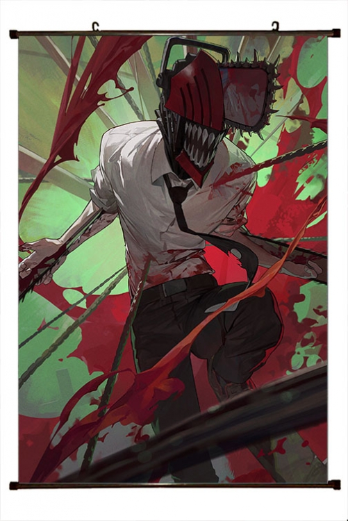 Chainsaw man Anime black Plastic rod Cloth painting Wall Scroll 60X90CM D3-44