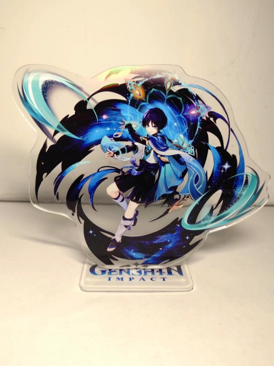 Genshin Impact Anime Laser Acrylic Humanoid  keychain Standing Plates