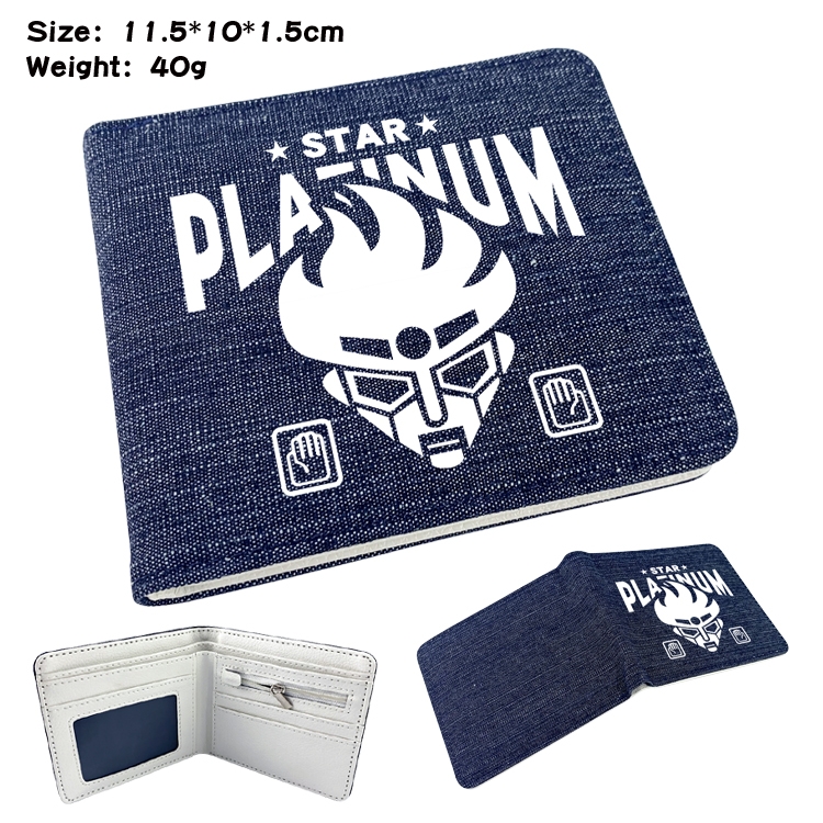 JoJos Bizarre Adventure Anime surrounding denim folding color picture wallet 11.5X10X1.5CM