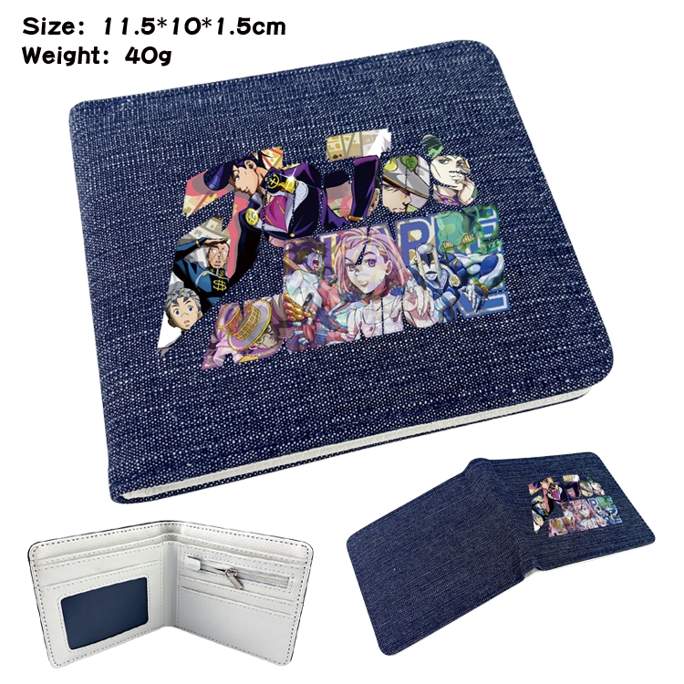 JoJos Bizarre Adventure  Anime surrounding denim folding color picture wallet 11.5X10X1.5CM