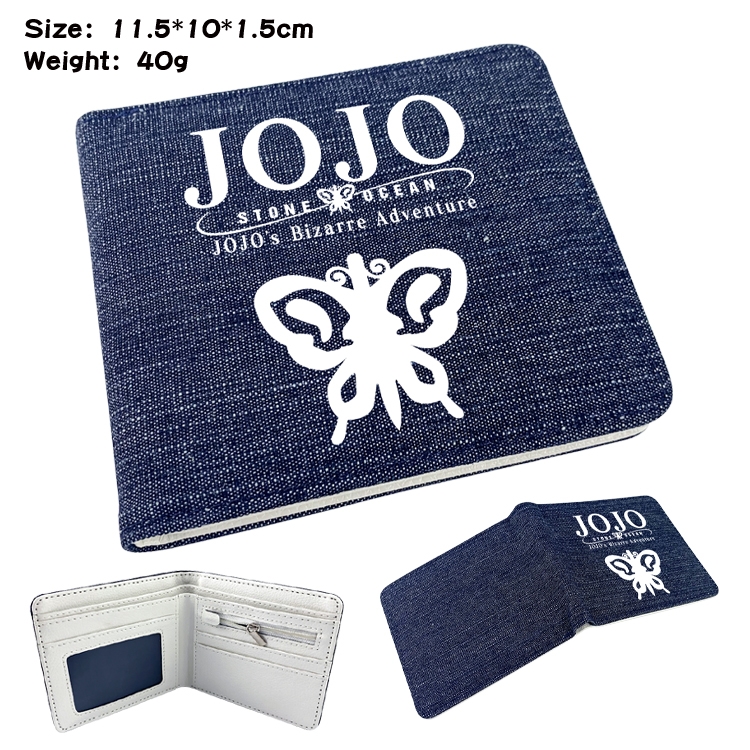 JoJos Bizarre Adventure Anime surrounding denim folding color picture wallet 11.5X10X1.5CM