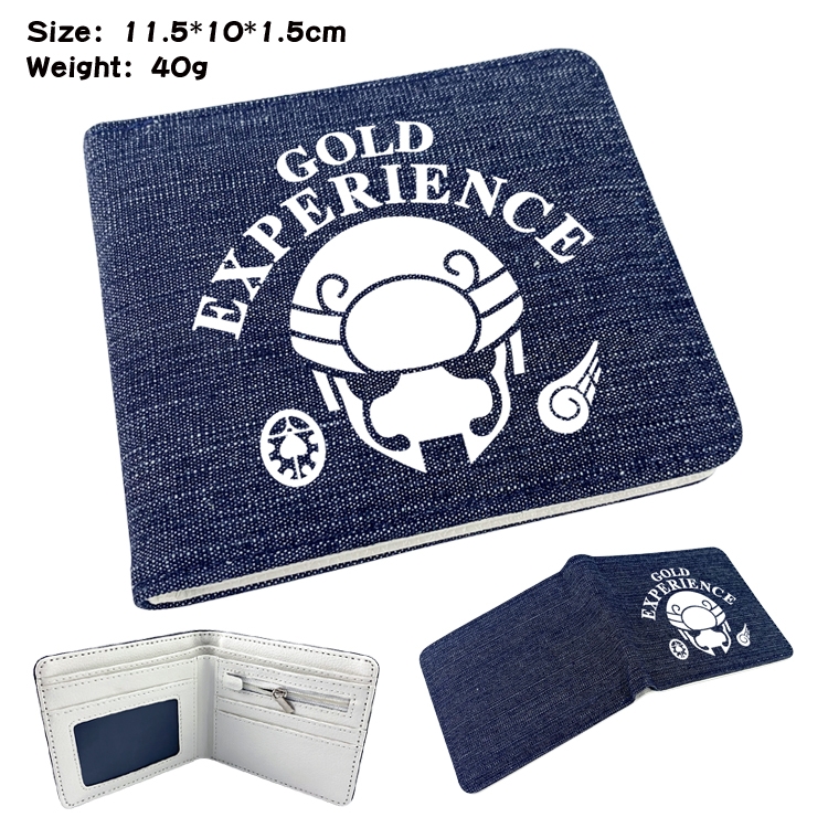 JoJos Bizarre Adventure Anime surrounding denim folding color picture wallet 11.5X10X1.5CM