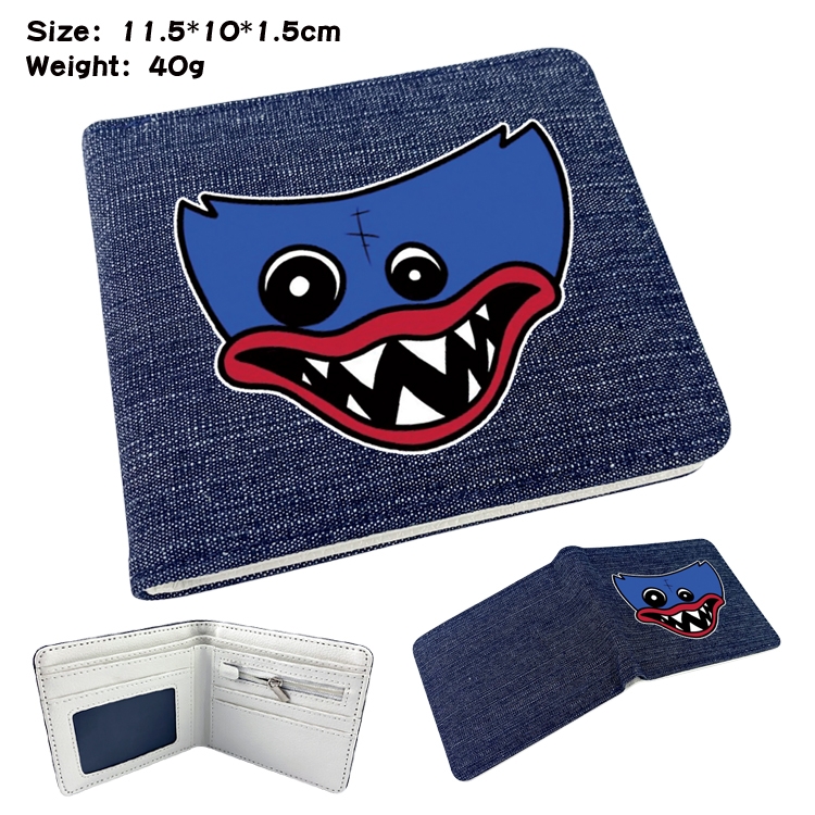 Poppy Playtime Anime surrounding denim folding color picture wallet 11.5X10X1.5CM