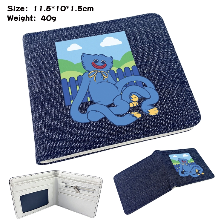 Poppy Playtime Anime surrounding denim folding color picture wallet 11.5X10X1.5CM