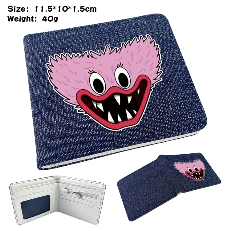 Poppy Playtime Anime surrounding denim folding color picture wallet 11.5X10X1.5CM