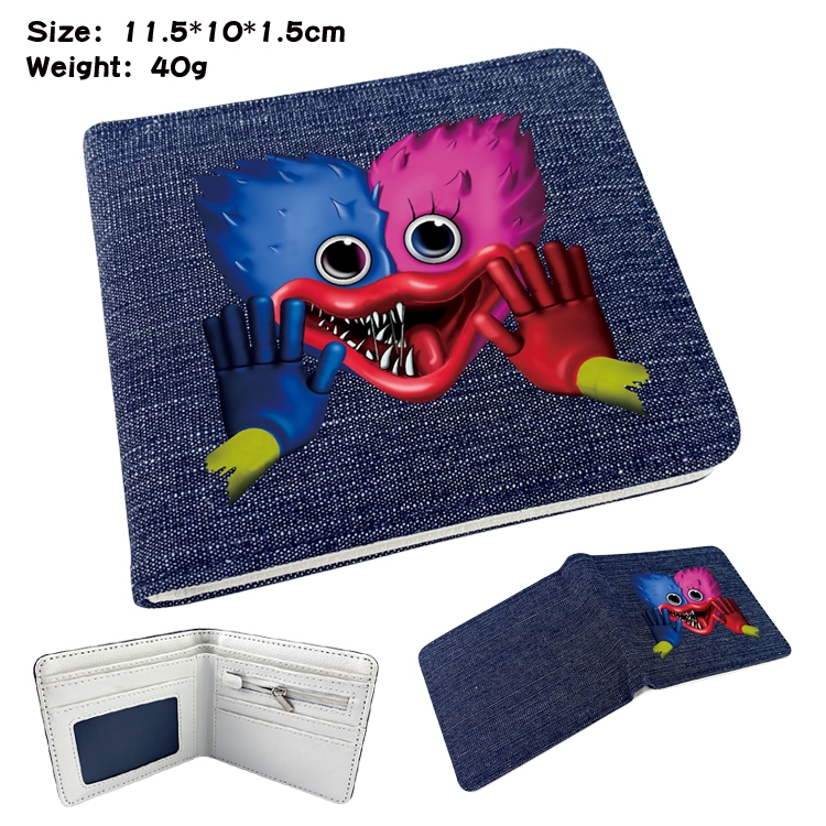 Poppy Playtime Anime surrounding denim folding color picture wallet 11.5X10X1.5CM