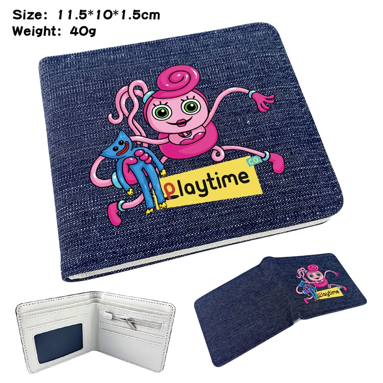 Poppy Playtime Anime surrounding denim folding color picture wallet 11.5X10X1.5CM