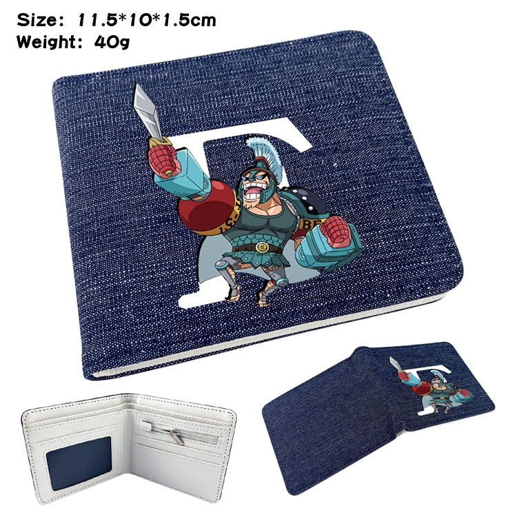 One Piece Anime surrounding denim folding color picture wallet 11.5X10X1.5CM