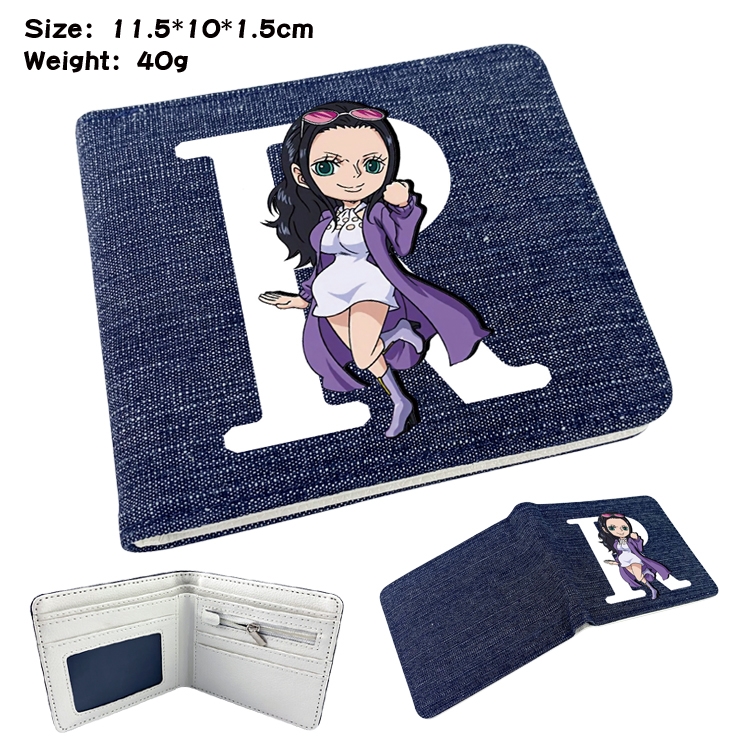 One Piece Anime surrounding denim folding color picture wallet 11.5X10X1.5CM