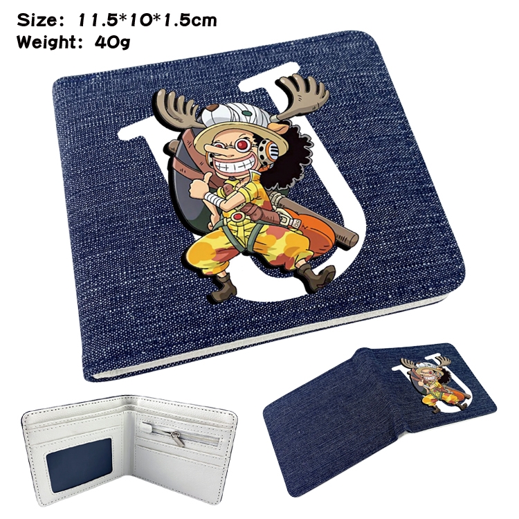 One Piece Anime surrounding denim folding color picture wallet 11.5X10X1.5CM