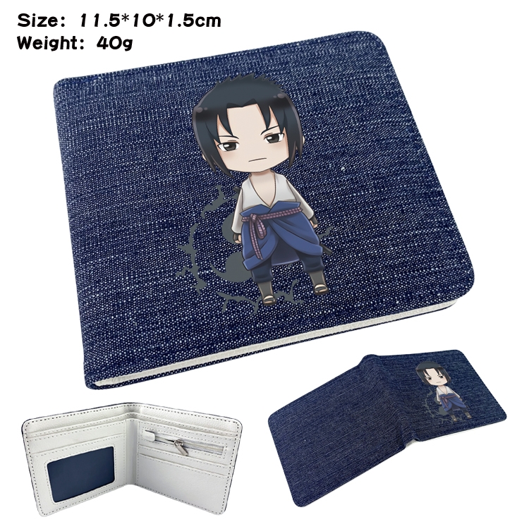 Naruto Anime surrounding denim folding color picture wallet 11.5X10X1.5CM