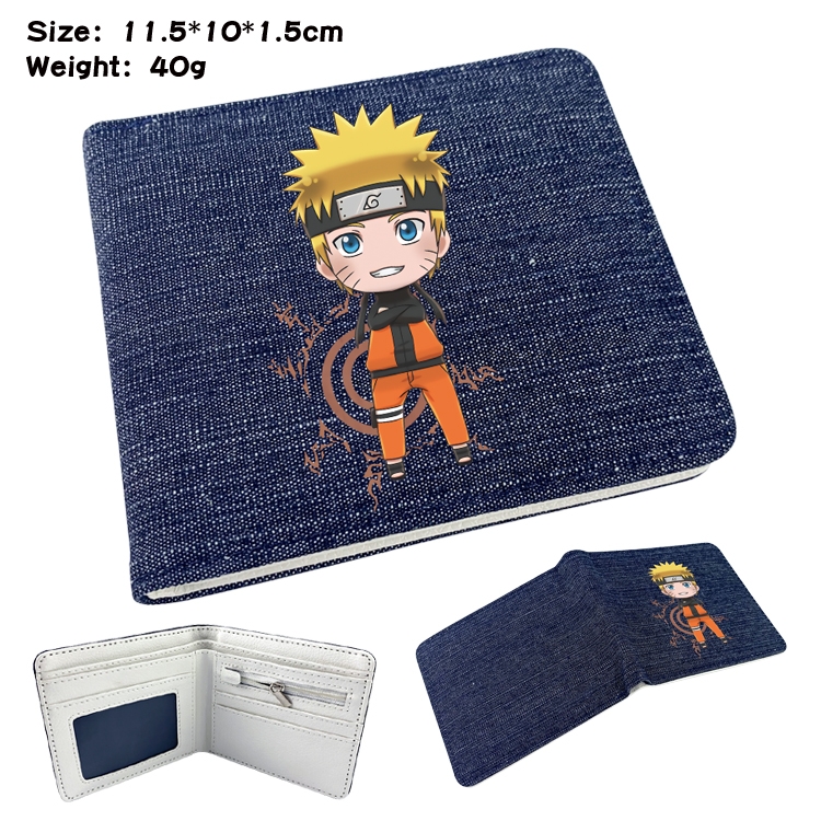 Naruto Anime surrounding denim folding color picture wallet 11.5X10X1.5CM