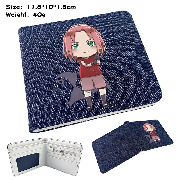 Naruto Anime surrounding denim folding color picture wallet 11.5X10X1.5CM