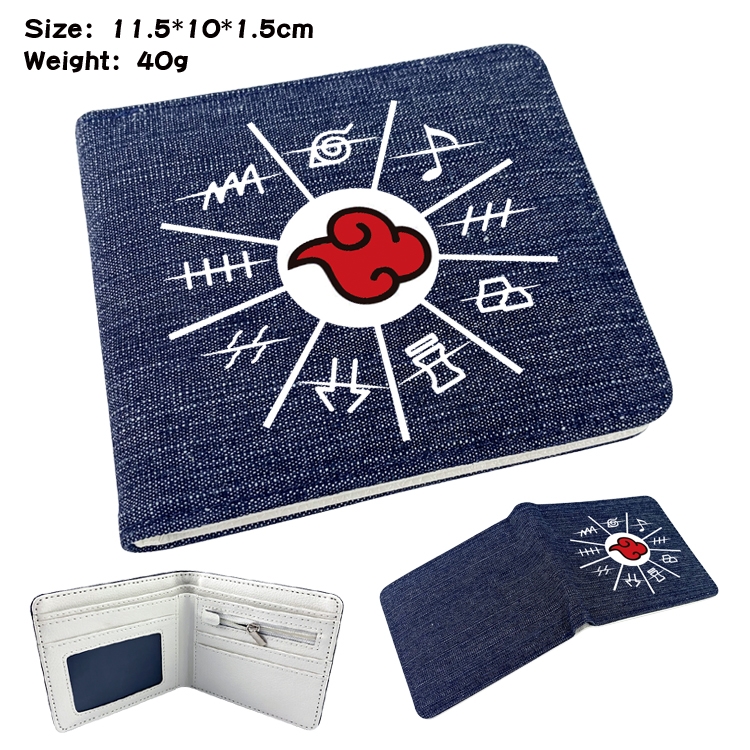 Naruto Anime surrounding denim folding color picture wallet 11.5X10X1.5CM