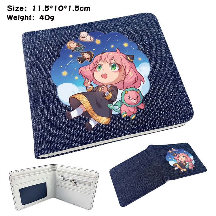 SPY×FAMILY Anime surrounding denim folding color picture wallet 11.5X10X1.5CM