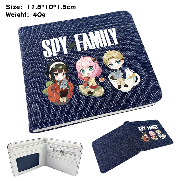 SPY×FAMILY Anime surrounding denim folding color picture wallet 11.5X10X1.5CM