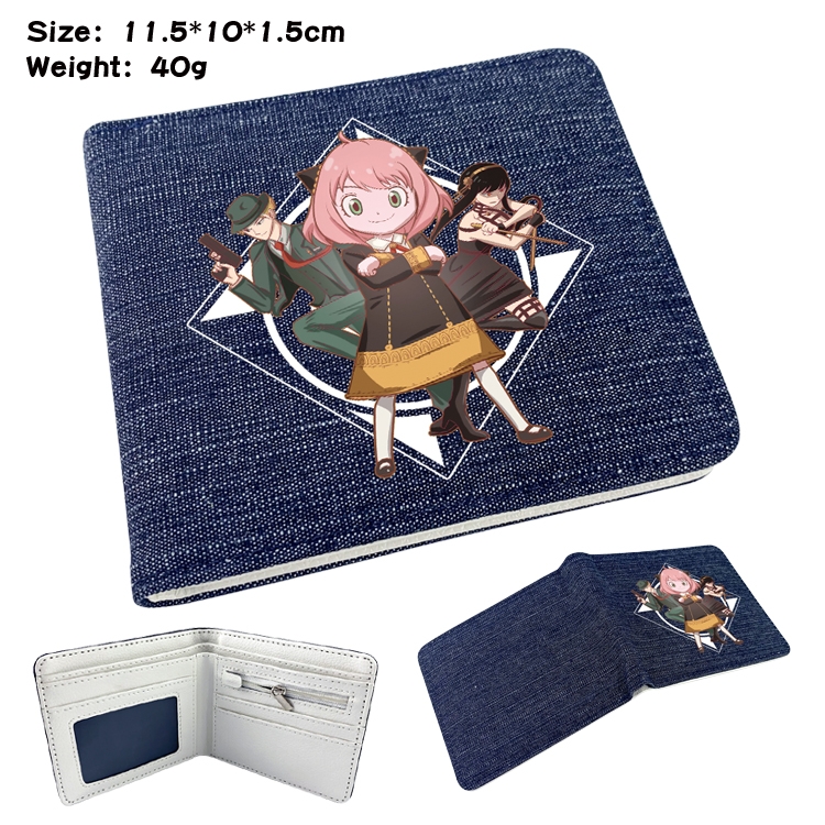 SPY×FAMILY Anime surrounding denim folding color picture wallet 11.5X10X1.5CM