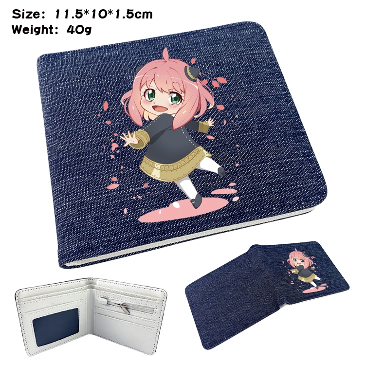 SPY×FAMILY Anime surrounding denim folding color picture wallet 11.5X10X1.5CM