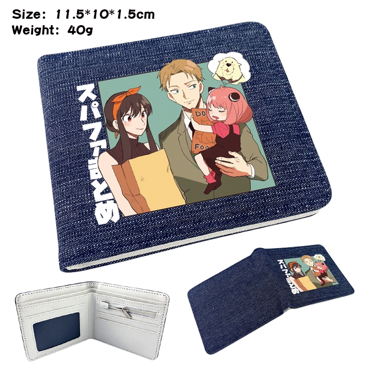 SPY×FAMILY Anime surrounding denim folding color picture wallet 11.5X10X1.5CM