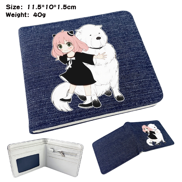 SPY×FAMILY Anime surrounding denim folding color picture wallet 11.5X10X1.5CM