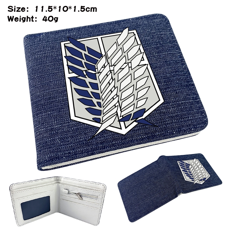 Shingeki no Kyojin Anime surrounding denim folding color picture wallet 11.5X10X1.5CM