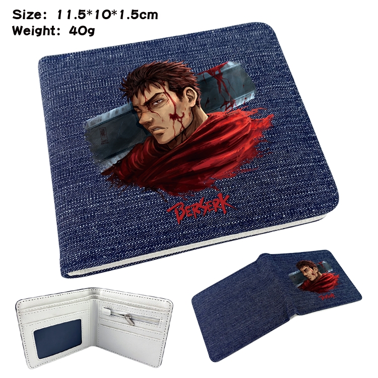 Berserk Anime surrounding denim folding color picture wallet 11.5X10X1.5CM