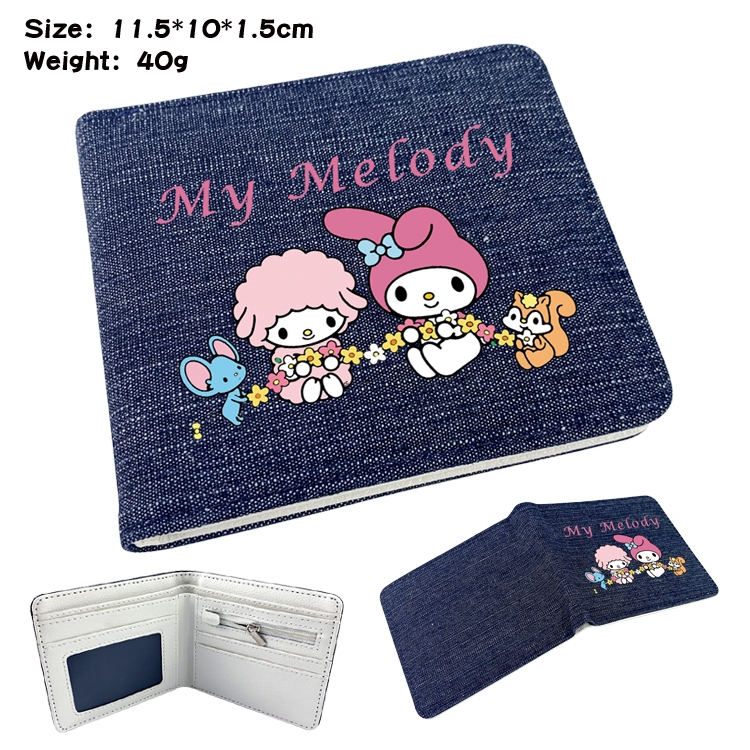 melody  Anime surrounding denim folding color picture wallet 11.5X10X1.5CM