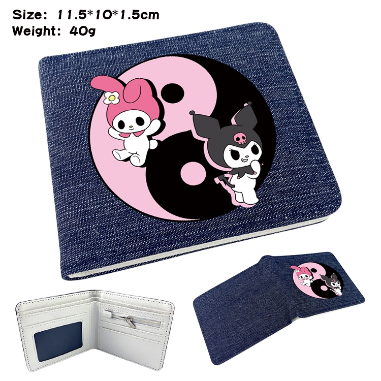 melody  Anime surrounding denim folding color picture wallet 11.5X10X1.5CM