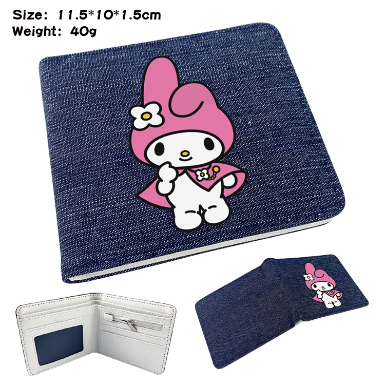 melody  Anime surrounding denim folding color picture wallet 11.5X10X1.5CM