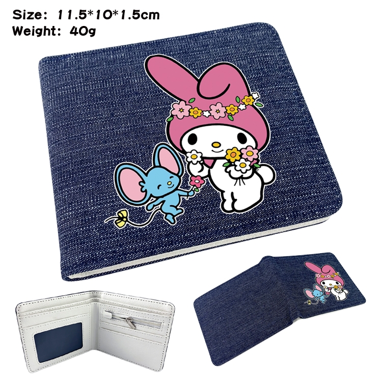 melody  Anime surrounding denim folding color picture wallet 11.5X10X1.5CM