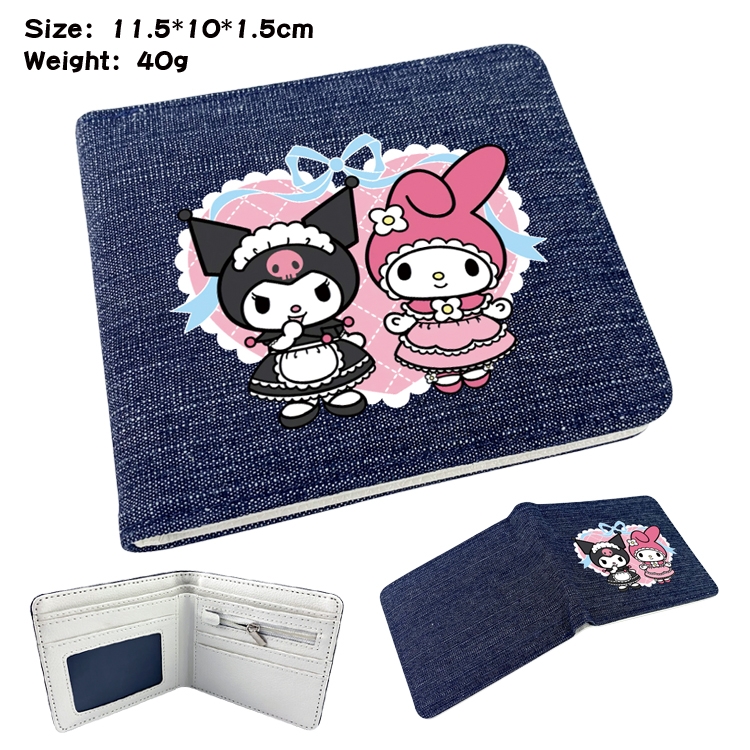 melody  Anime surrounding denim folding color picture wallet 11.5X10X1.5CM