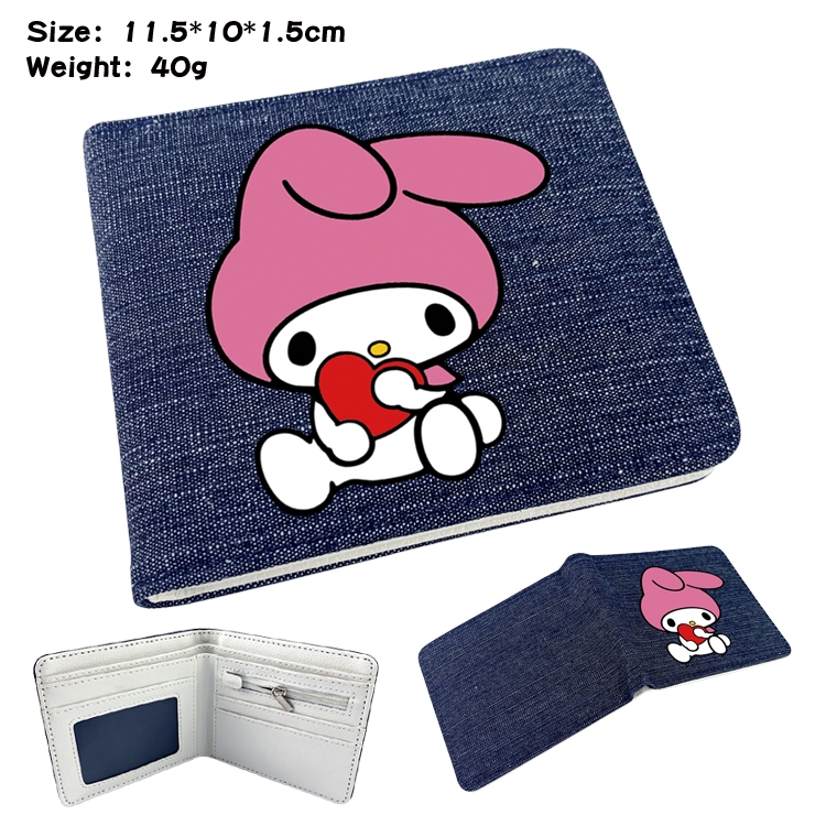 melody  Anime surrounding denim folding color picture wallet 11.5X10X1.5CM