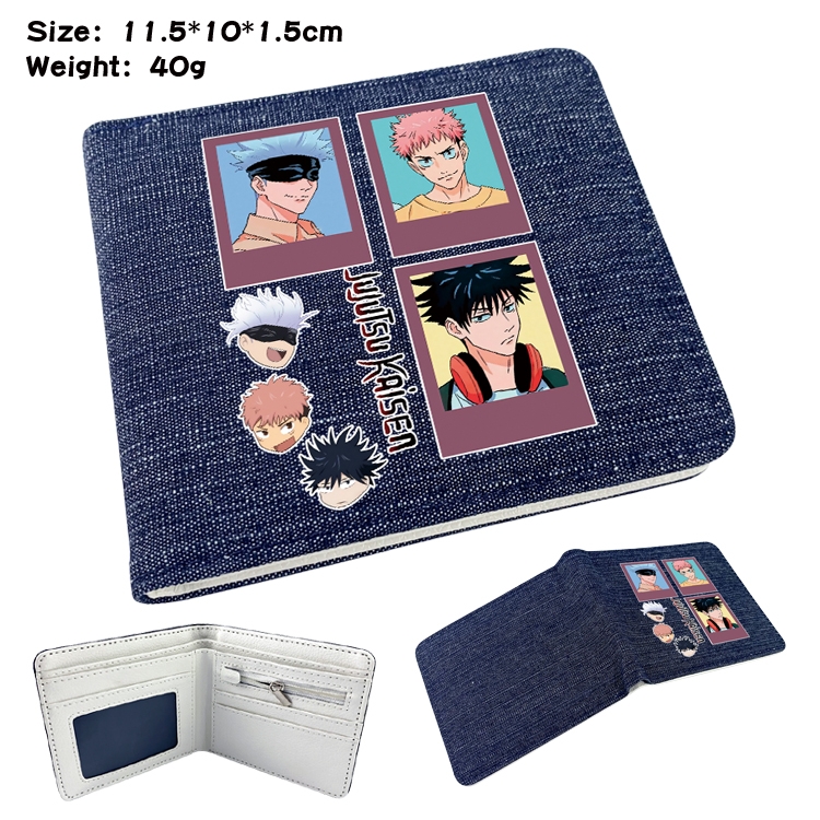 Jujutsu Kaisen Anime surrounding denim folding color picture wallet 11.5X10X1.5CM