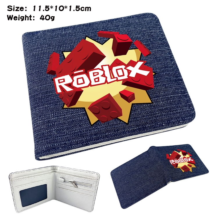 Robllox Anime surrounding denim folding color picture wallet 11.5X10X1.5CM