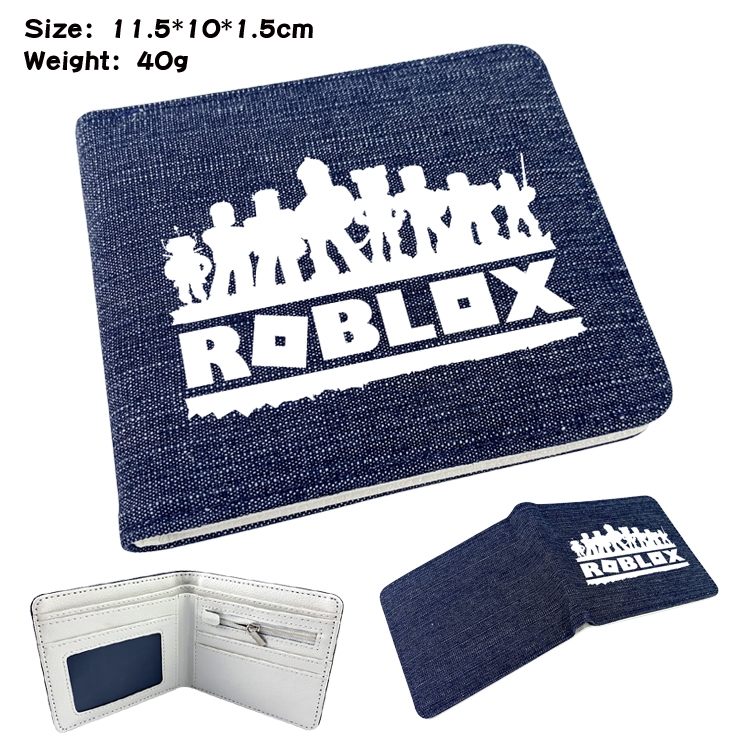 Robllox Anime surrounding denim folding color picture wallet 11.5X10X1.5CM 40g