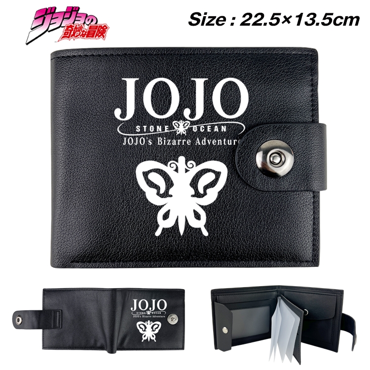 JoJos Bizarre Adventure Animation snap fastener black pickup bag wallet 22.5X13.5CM