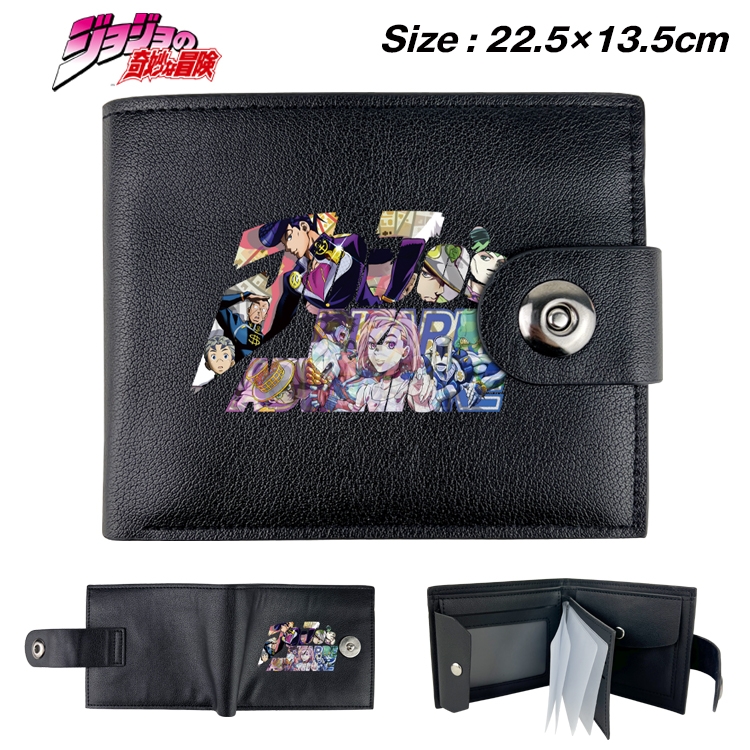 JoJos Bizarre Adventure Animation snap fastener black pickup bag wallet 22.5X13.5CM