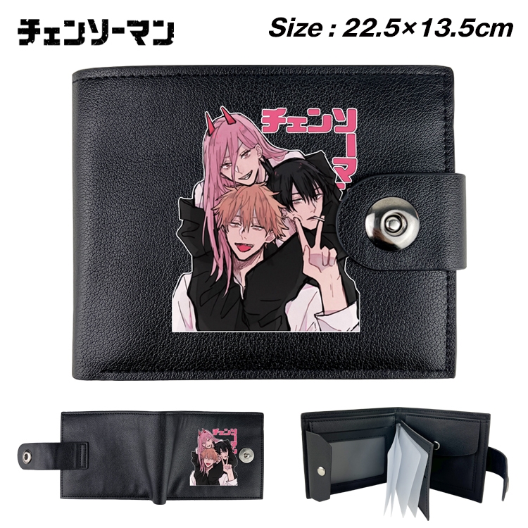 Chainsaw man Animation snap fastener black pickup bag wallet 22.5X13.5CM