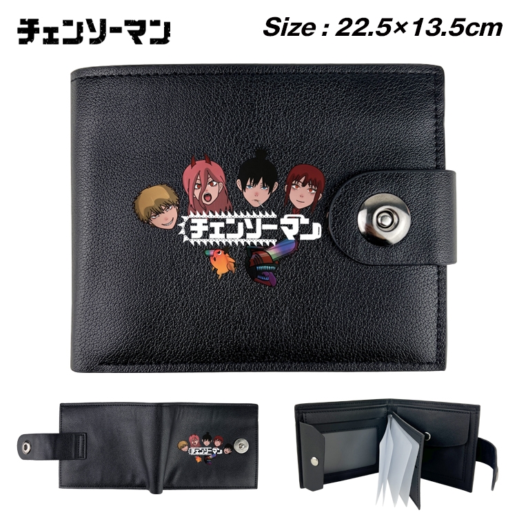 Chainsaw man Animation snap fastener black pickup bag wallet 22.5X13.5CM