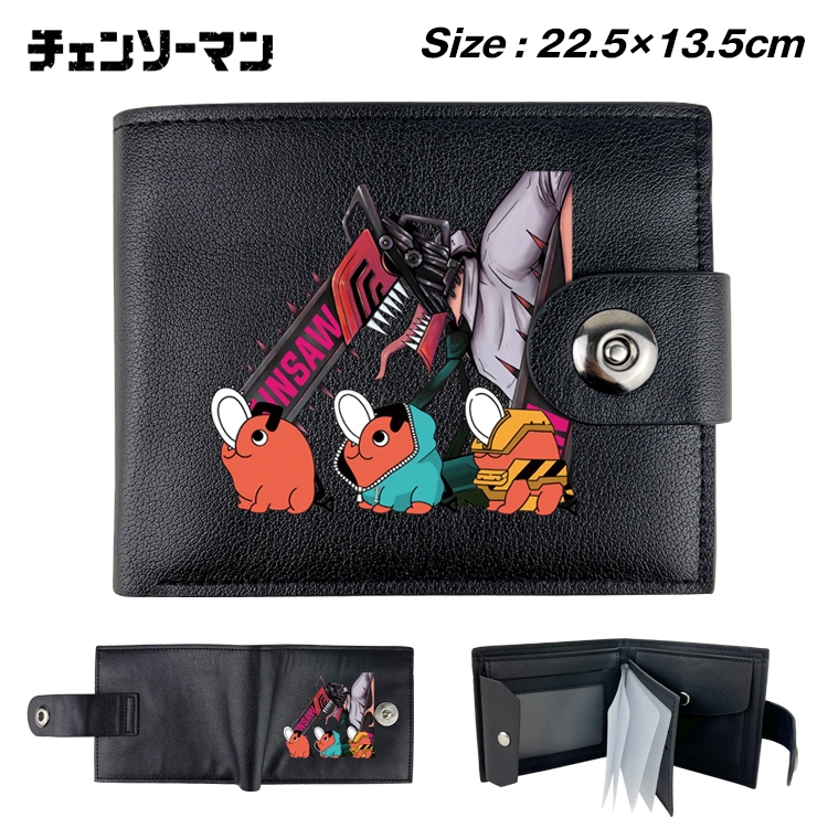 Chainsaw man Animation snap fastener black pickup bag wallet 22.5X13.5CM