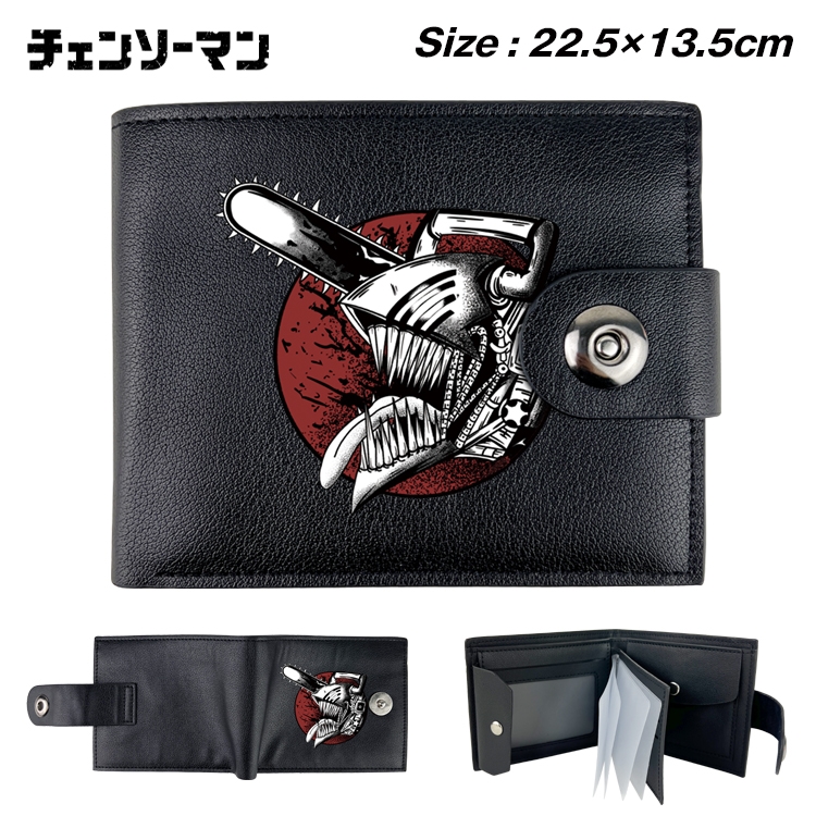 Chainsaw man Animation snap fastener black pickup bag wallet 22.5X13.5CM