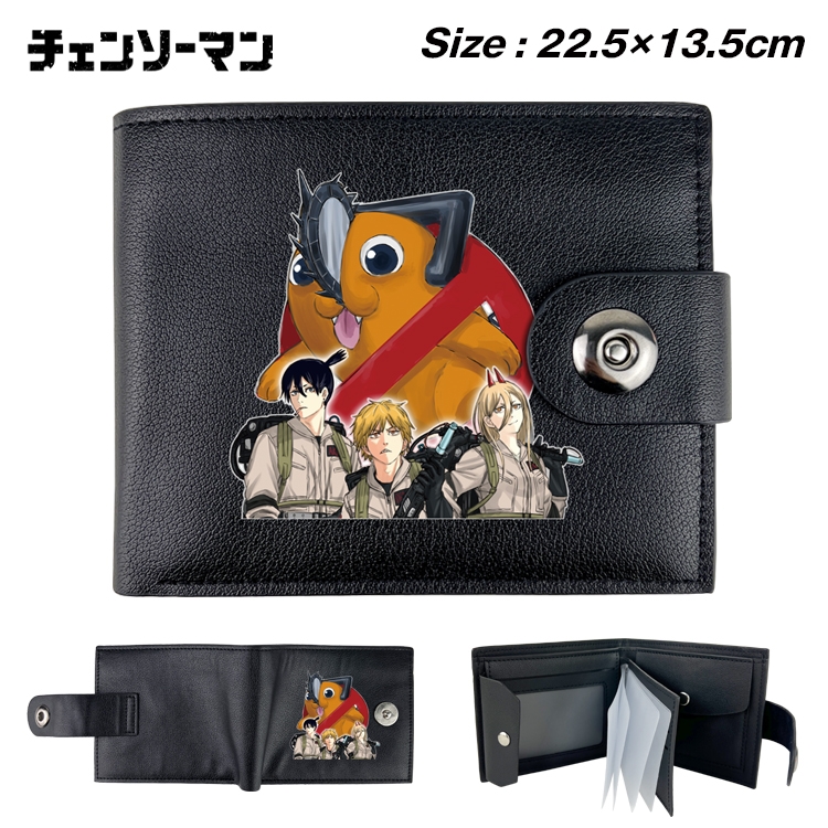 Chainsaw man Animation snap fastener black pickup bag wallet 22.5X13.5CM