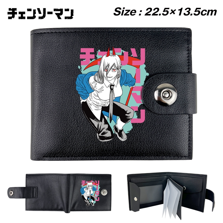 Chainsaw man Animation snap fastener black pickup bag wallet 22.5X13.5CM