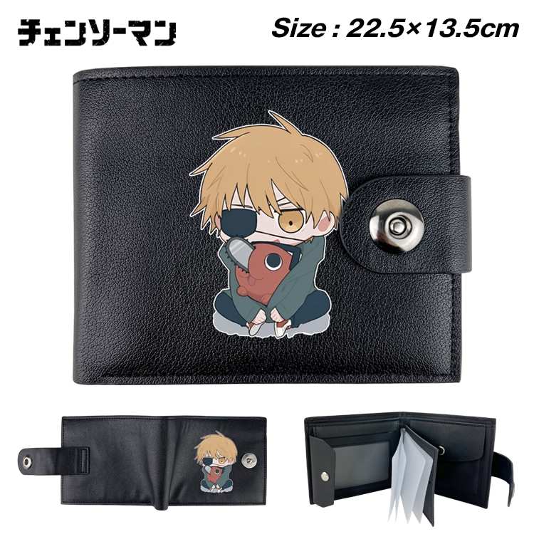 Chainsaw man Animation snap fastener black pickup bag wallet 22.5X13.5CM