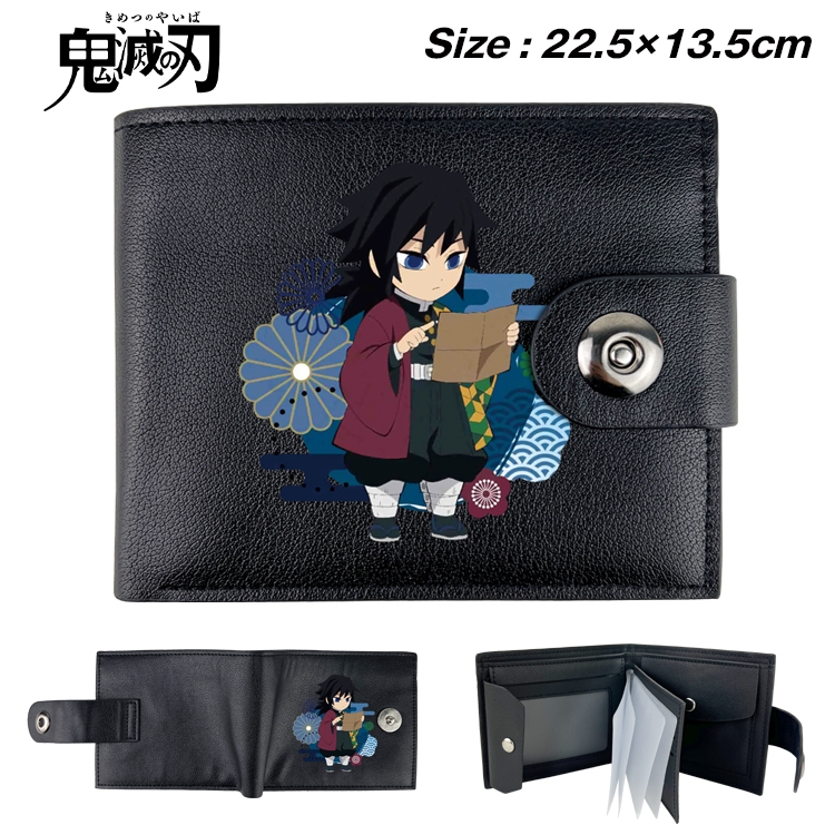 Demon Slayer Kimets Animation snap fastener black pickup bag wallet 22.5X13.5CM