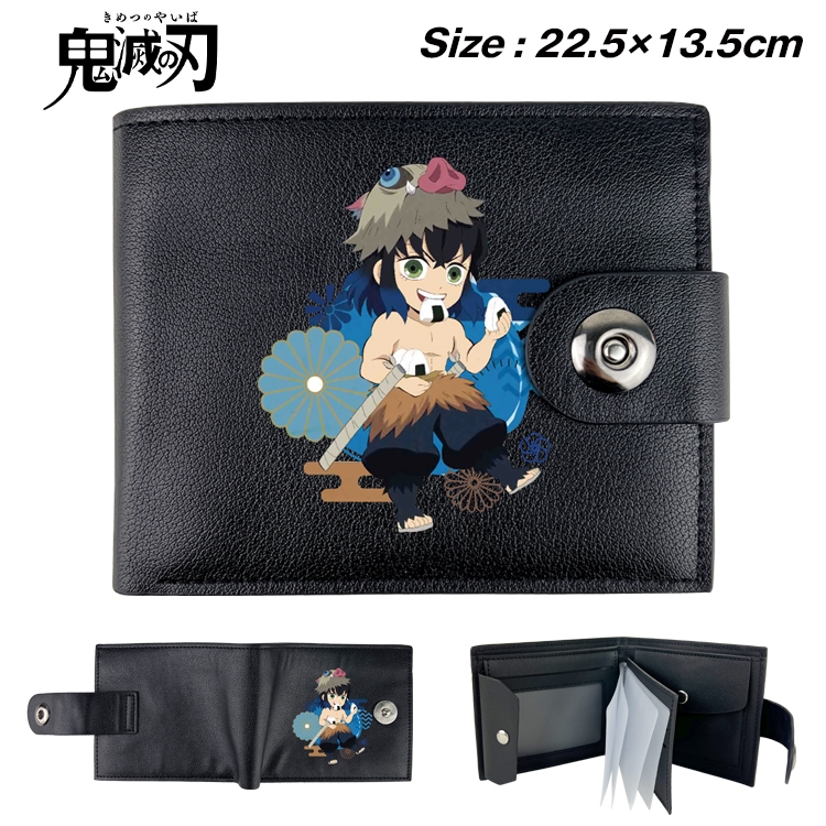 Demon Slayer Kimets Animation snap fastener black pickup bag wallet 22.5X13.5CM