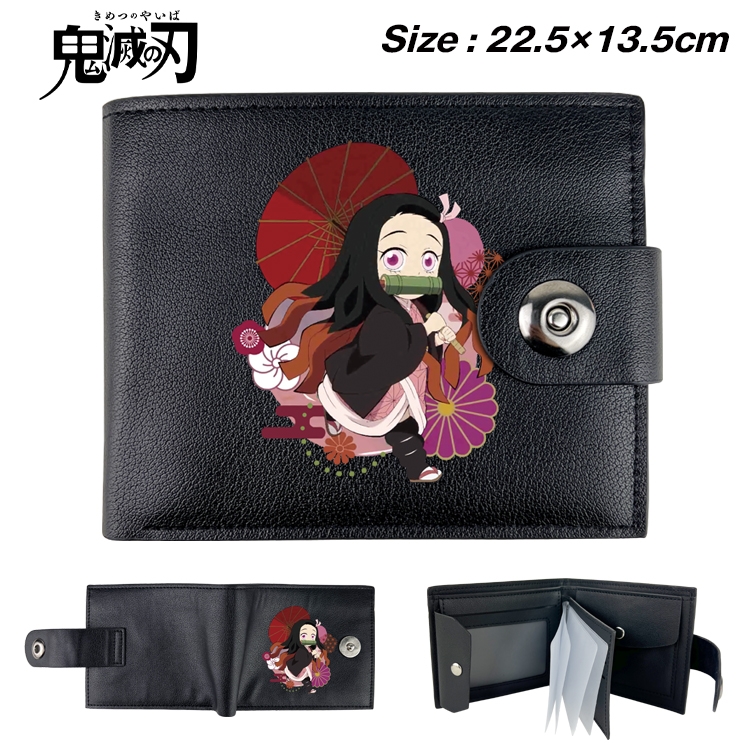 Demon Slayer Kimets Animation snap fastener black pickup bag wallet 22.5X13.5CM